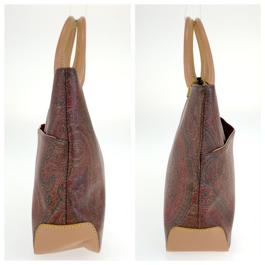 美品 ETRO エトロ ペイズリー柄 ブラウン ゴールド金具 PVC 1457-9906