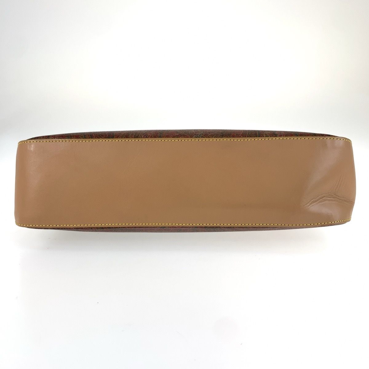 美品 ETRO エトロ ペイズリー柄 ブラウン ゴールド金具 PVC 1457-9906