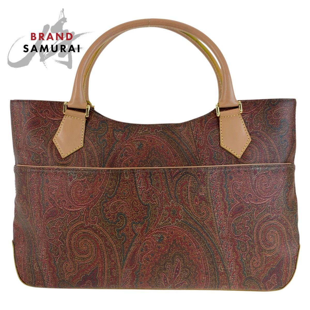 【希少】ETRO エトロ ハンドバッグ ペイズリー柄 ゴールド金具 自立型 美品 ETRO エトロ ペイズリー柄 ブラウン ゴールド金具 PVC 1457-9906