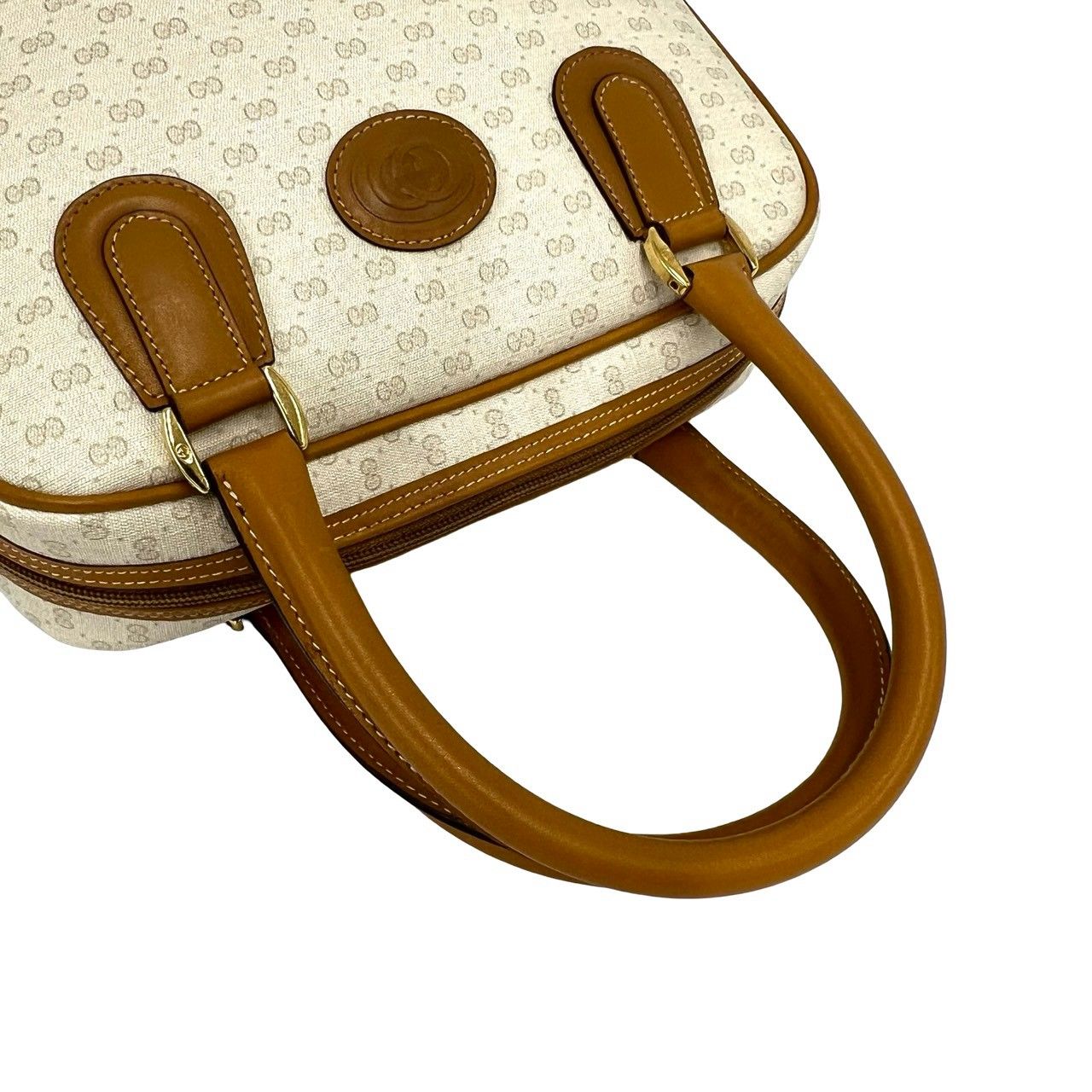 極 美品 GUCCI グッチ オールドグッチ マイクロGG ロゴ レザー 本革