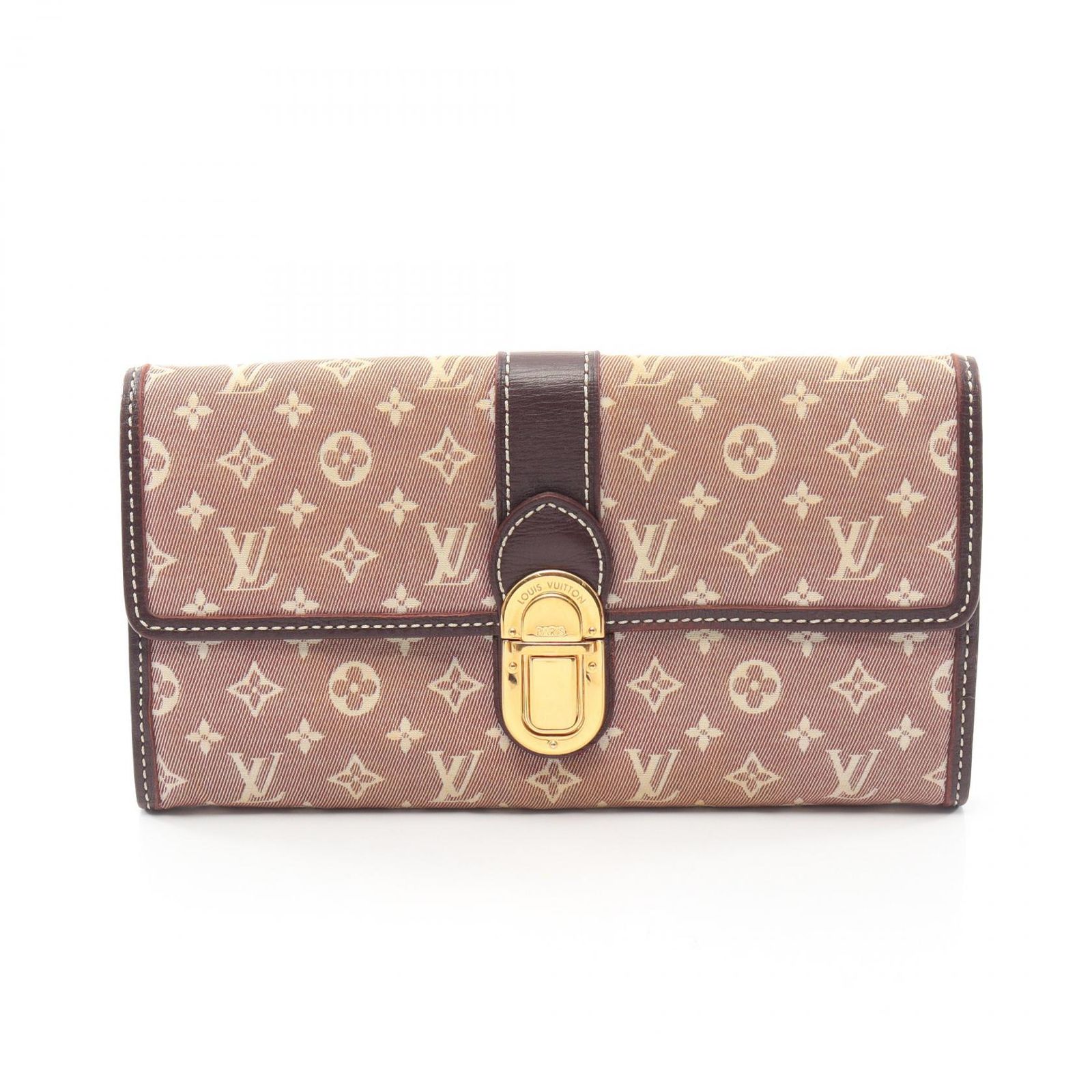 ルイ・ヴィトン LOUIS VUITTON 二つ折り長財布 ポルトフォイユ サラ モノグラムイディール セピア M63008 セピア キャンバス レザー ポルトフォイユ・サラ レディース
