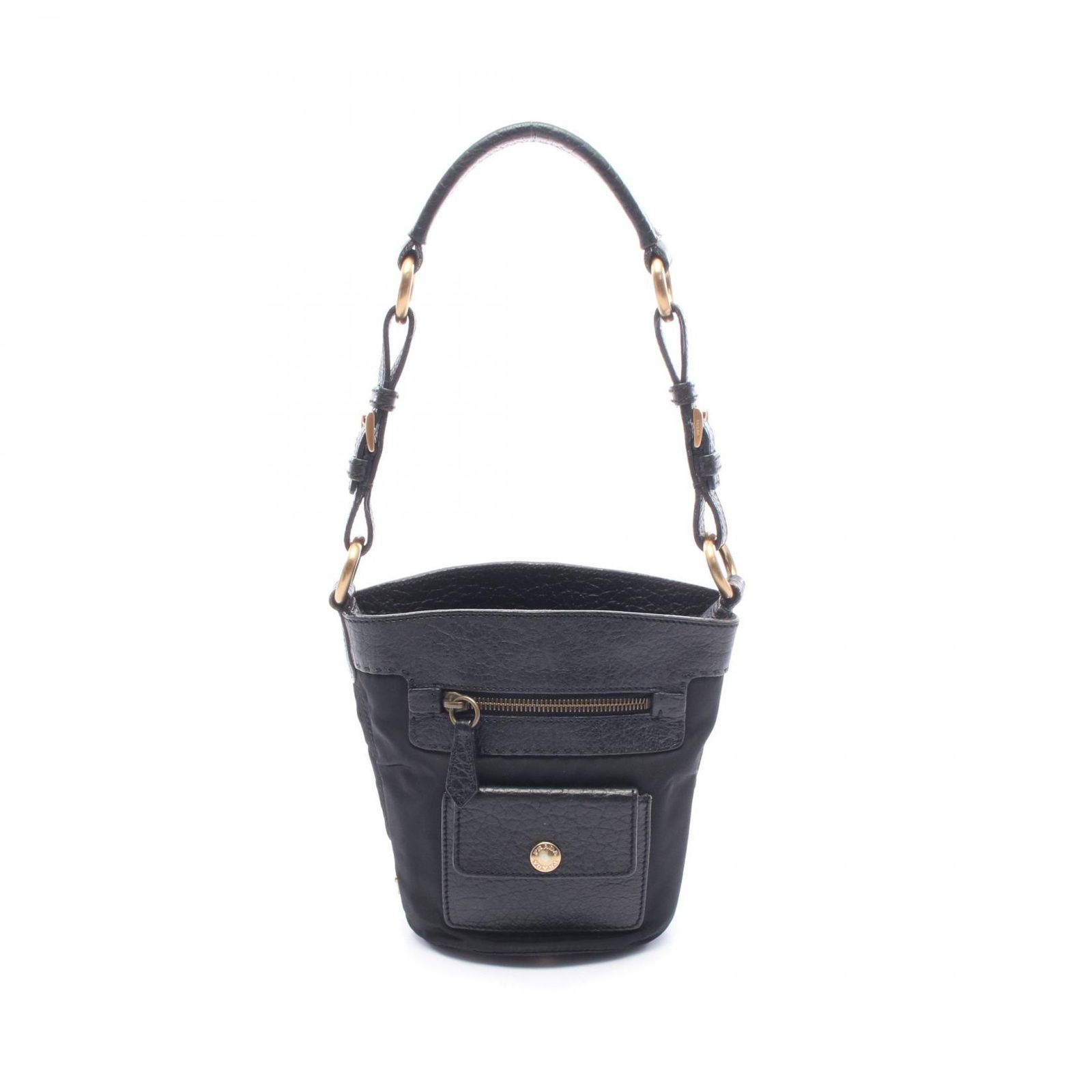 プラダ PRADA ハンドバッグ トライアングルロゴ ブラック ナイロン レザー トライアングルロゴ ショルダーバッグ レディース Used B