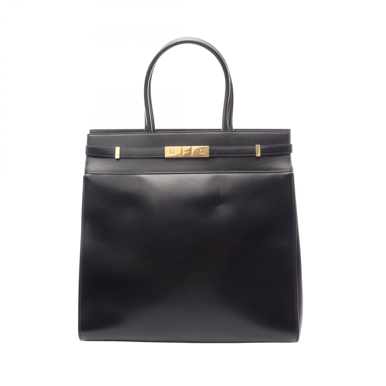サンローランパリ SAINT LAURENT PARIS トートバッグ マンハッタン ブラック レザー マンハッタン トートバッグ レディース Used A