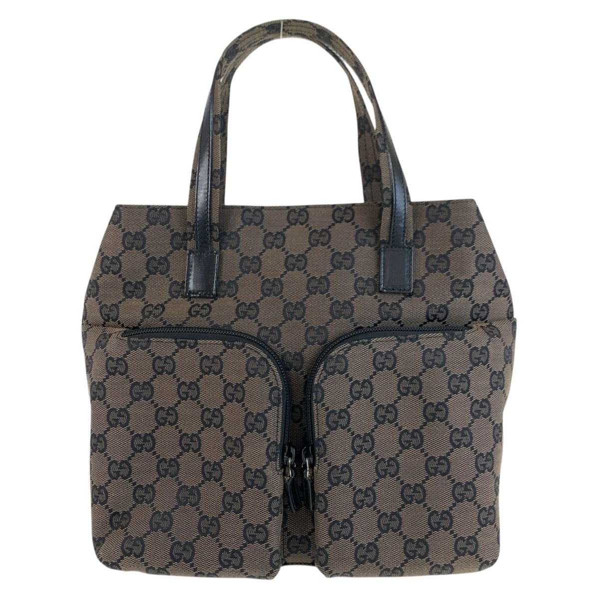 美品 GUCCI グッチ ブラウン ブラック GGキャンバス 002 1080 トート
