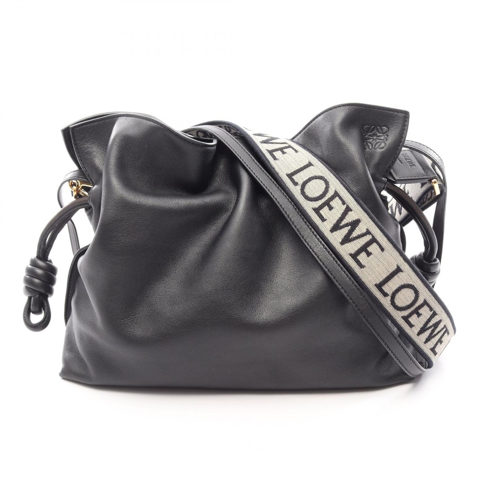 ロエベ LOEWE ショルダーバッグ フラメンコクラッチ ミディアム 2WAY ブラック/アイボリー レザー フラメンコクラッチ アナグラム ストラップ ミディアム レディース