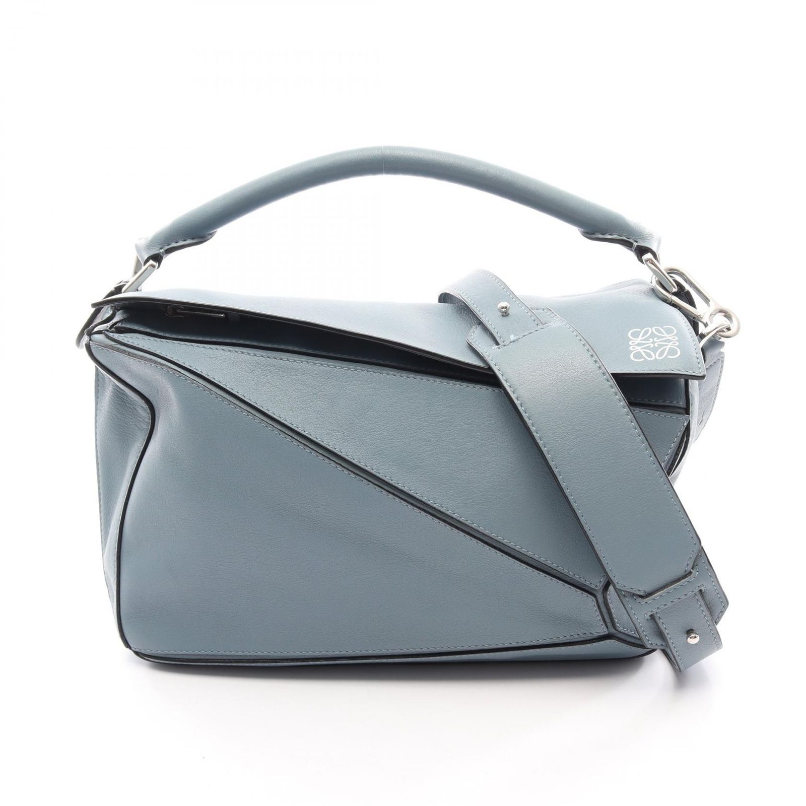 ロエベ LOEWE ハンドバッグ パズルバッグ ミディアム 2WAY ライトブルー レザー パズルバッグ ミディアム レディース Used B
