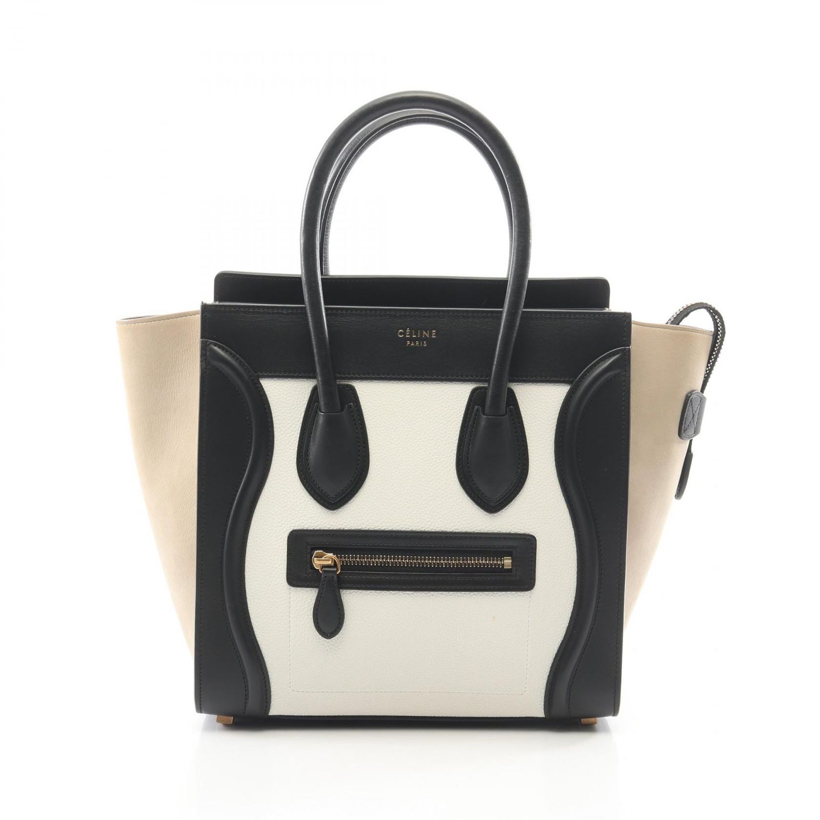 セリーヌ CELINE トートバッグ ラゲージ マイクロショッパー ベージュ/ホワイト/ブラック レザー レザー ラゲージ マイクロ ショッパー トリコロール レディース 92,840円