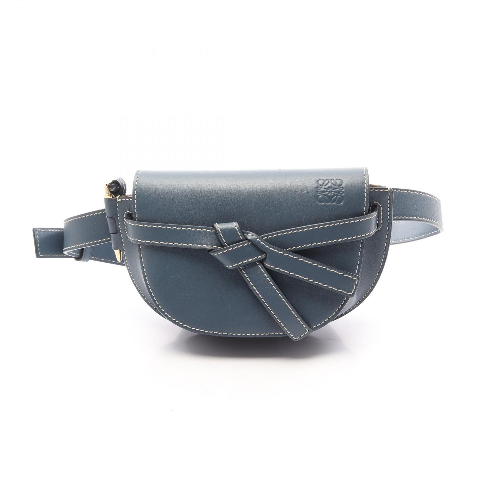 ロエベ LOEWE ウエストバッグ ボディバッグ ゲートバムバッグ ブルー レザー ゲートデュアルバッグ ミニ レディース Used B