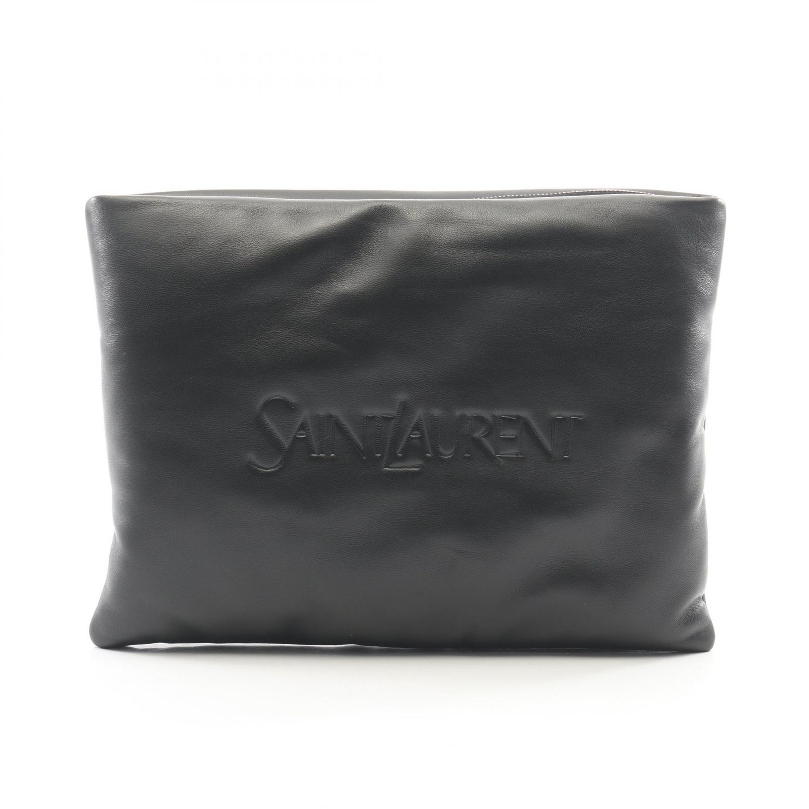 サンローランパリ SAINT LAURENT PARIS セカンドバッグ クラッチバッグ パフィー ポーチ 779512 ブラック レザー パフィーポーチ ラージ ユニセックス Used A