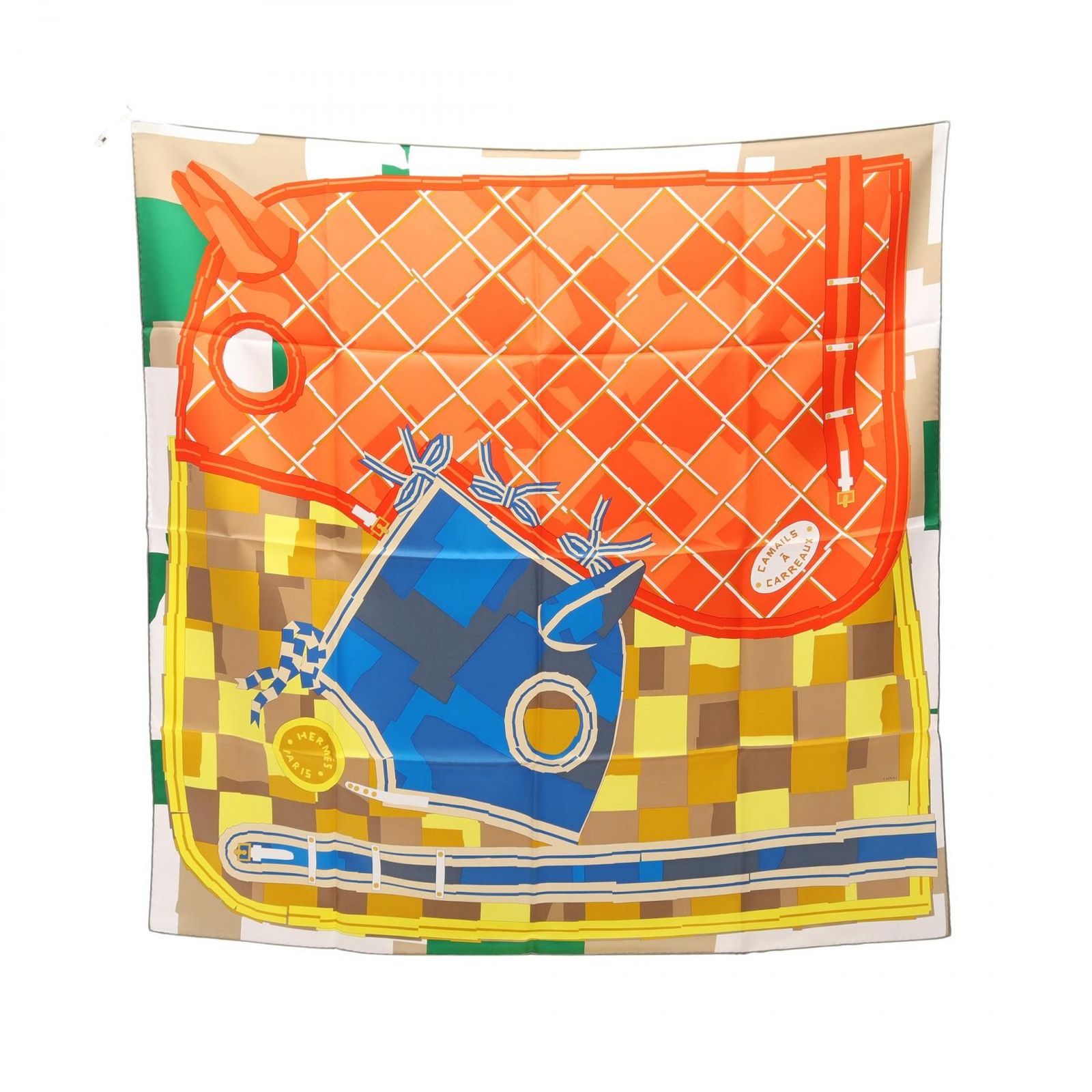 エルメス HERMES スカーフ カレ90 CAMAILS A CARREAUX マルチカラー シルク カレ90 レディース Used A
