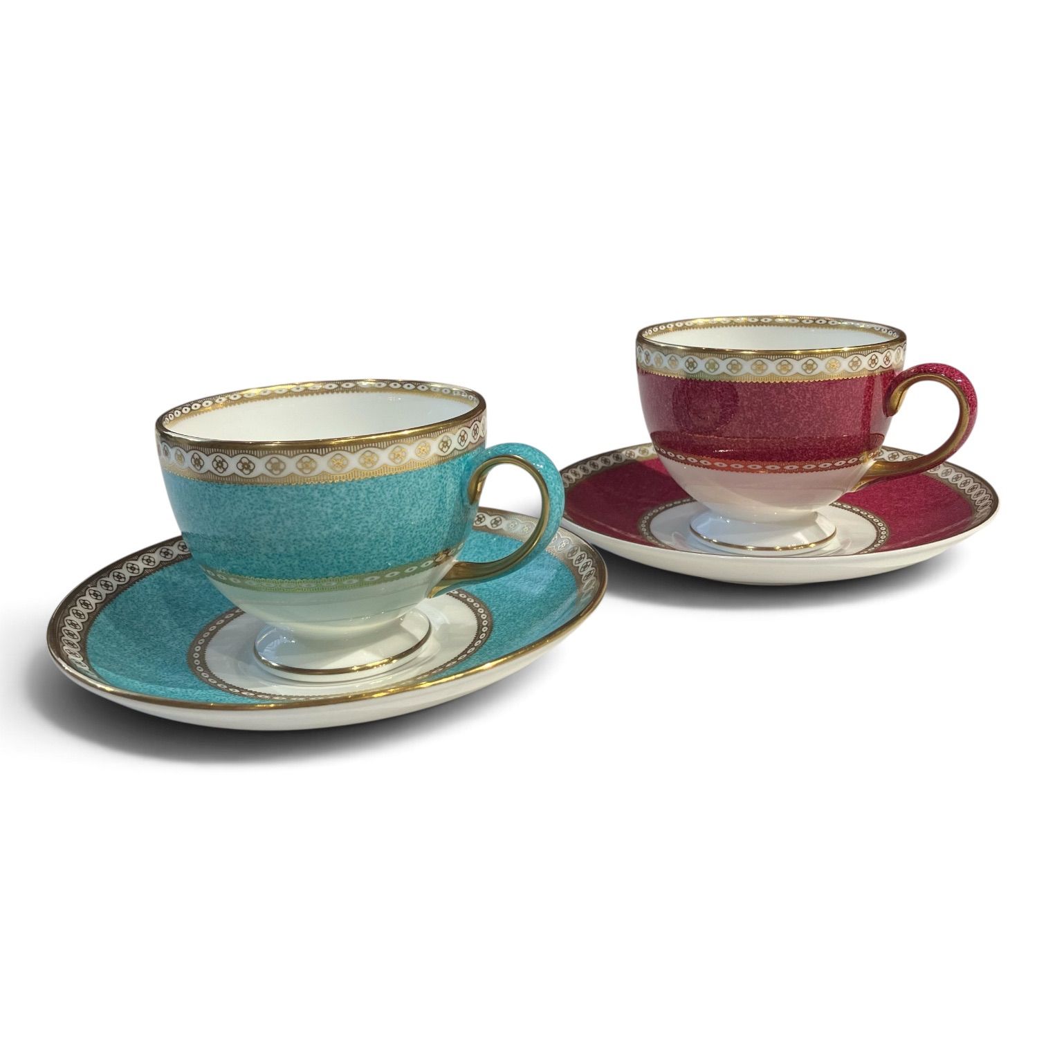 [Discontinued Product/Vintage] WEDGWOOD Wedgwood Ulander Powder Cup & Saucer x 2 Customer Set Turquoise & Ruby King Lamb [68]