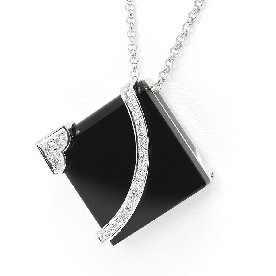 タサキ / TASAKI　ネックレス / ブローチ　K18WG　オニキス / ダイヤモンド 0.34ct　～ 46 cm 【中古】