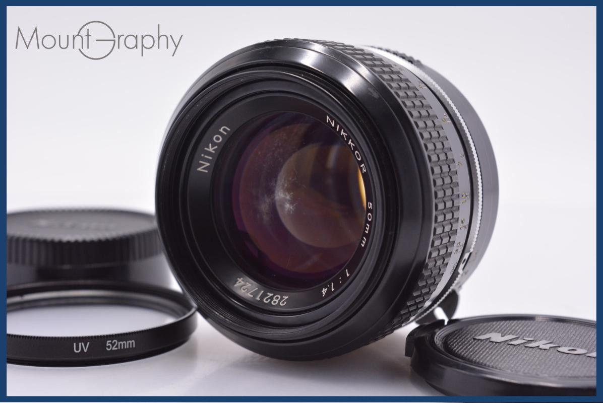 【動作保証】 ニコン Nikon NIKKOR 50mm F1.4 非Ai 前後キャップ&レンズフィルター付 同梱無料 #am8939