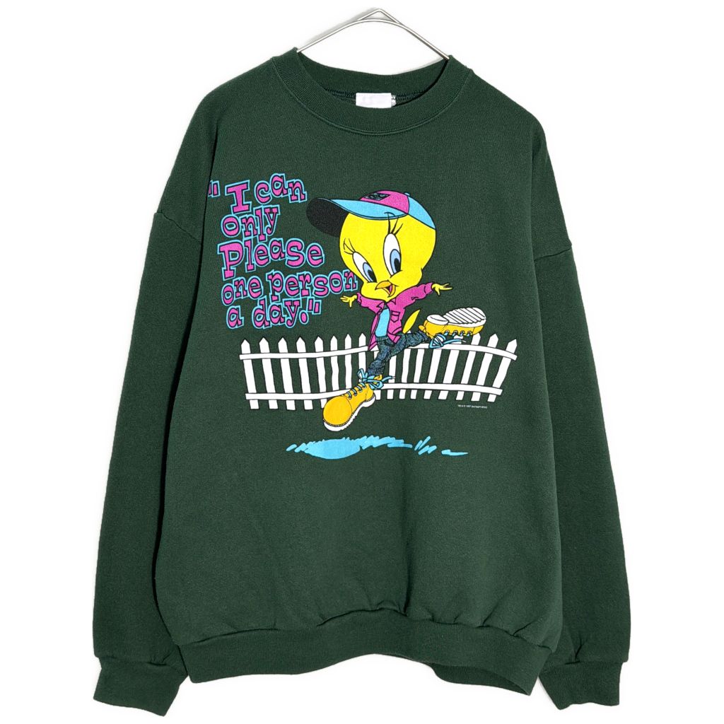 90年代 LOONEY TUNES ルーニー・テューンズ Tweety トゥイーティー スウェット アニメ キャラクター(メンズ M相当)中古 古着 Y6803 6,188円
