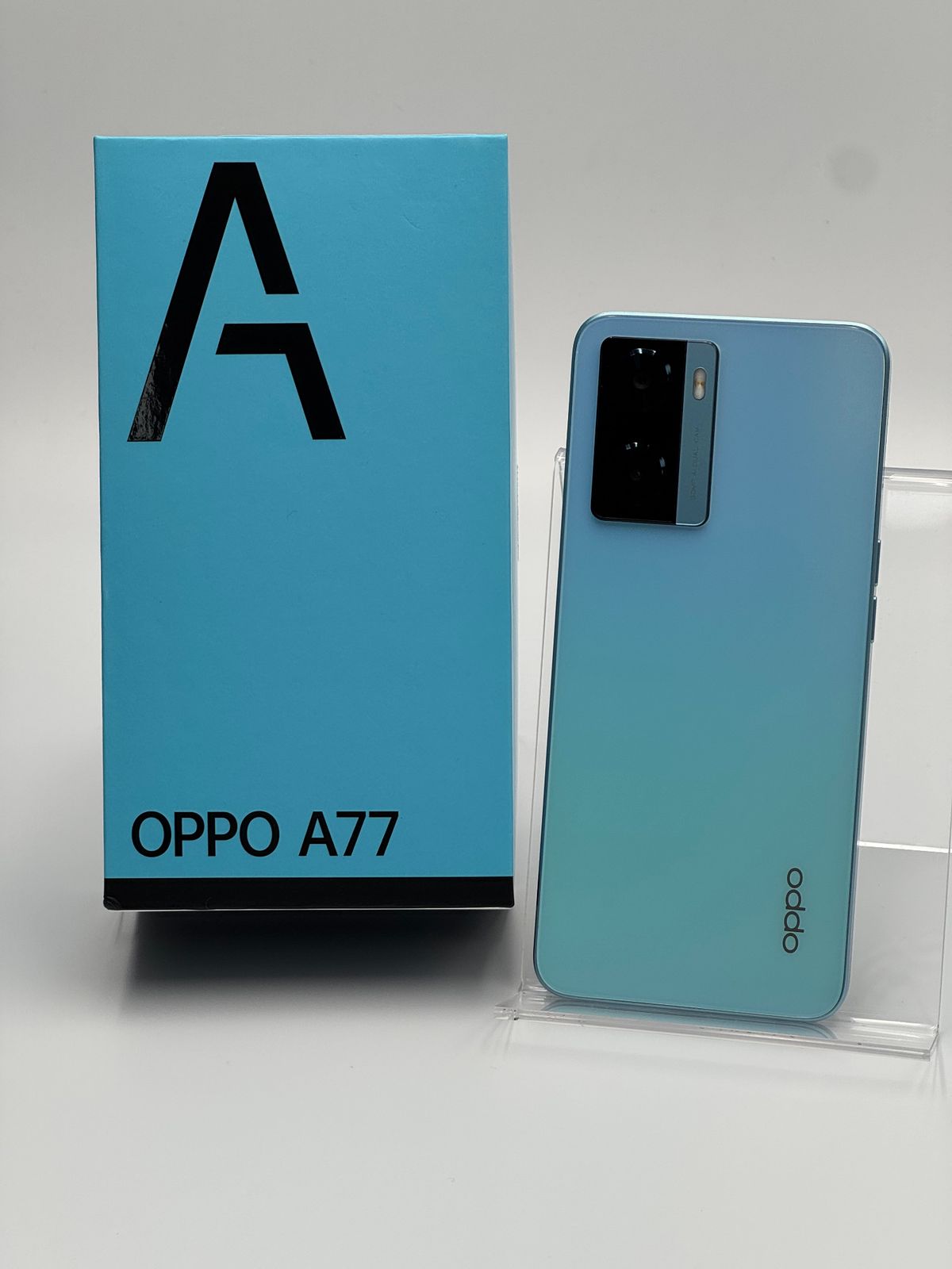 【箱付き中古B】OPPO A77 CPH2385 ブルー SIMフリー 白ロム