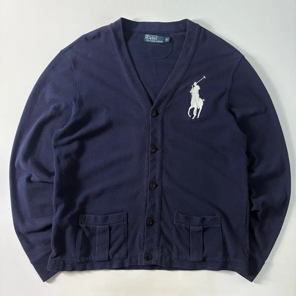 Polo ポロ ラルフローレン ビックポニー コットン ネイビー Vネック カーディガン