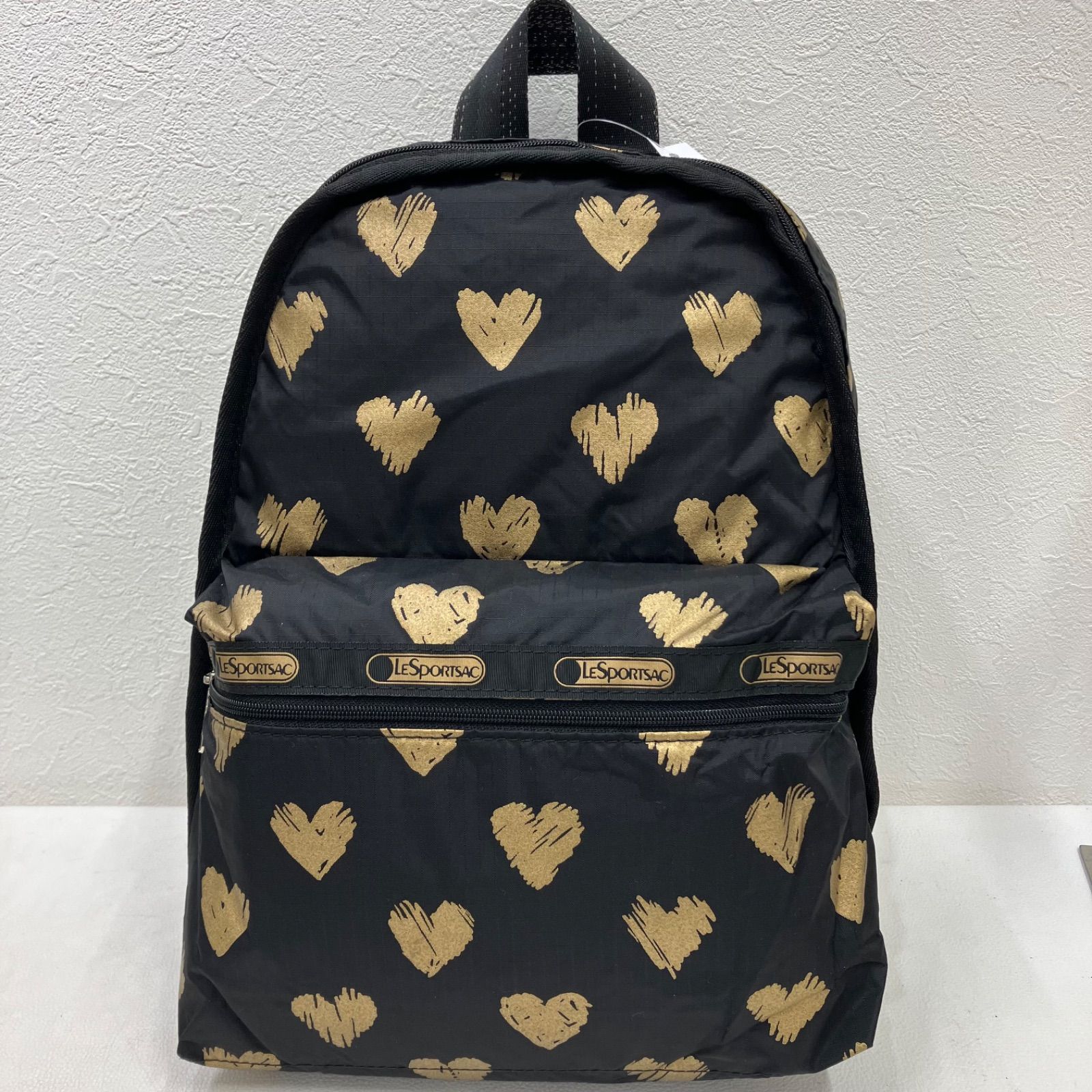 6640　【美品】　LeSportsac　レスポートサック　リュックサック　リュック　バックパック　ブラック　黒　ハート　ゴールド　レディース　軽量 6,320円