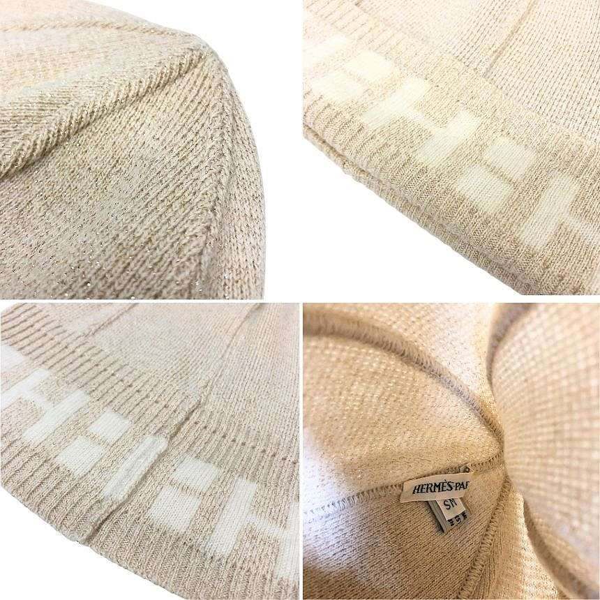 HERMES エルメス ニット帽 ニットキャップ 帽子 ビーニー カシミヤ H