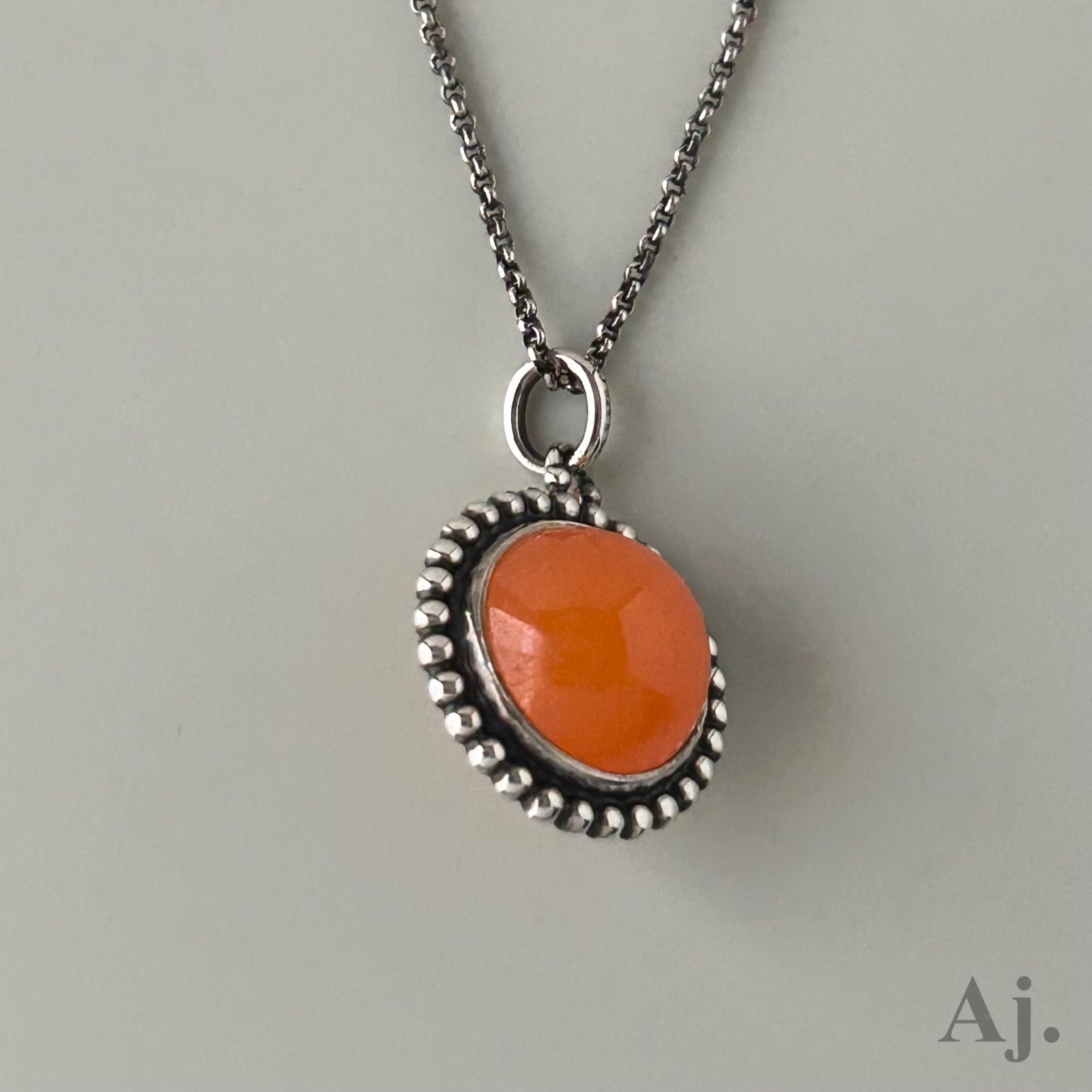 ジョージジェンセン 希少 ロング ネックレス 9C オレンジカルセドニー AG925 Georg Jensen 24,360円
