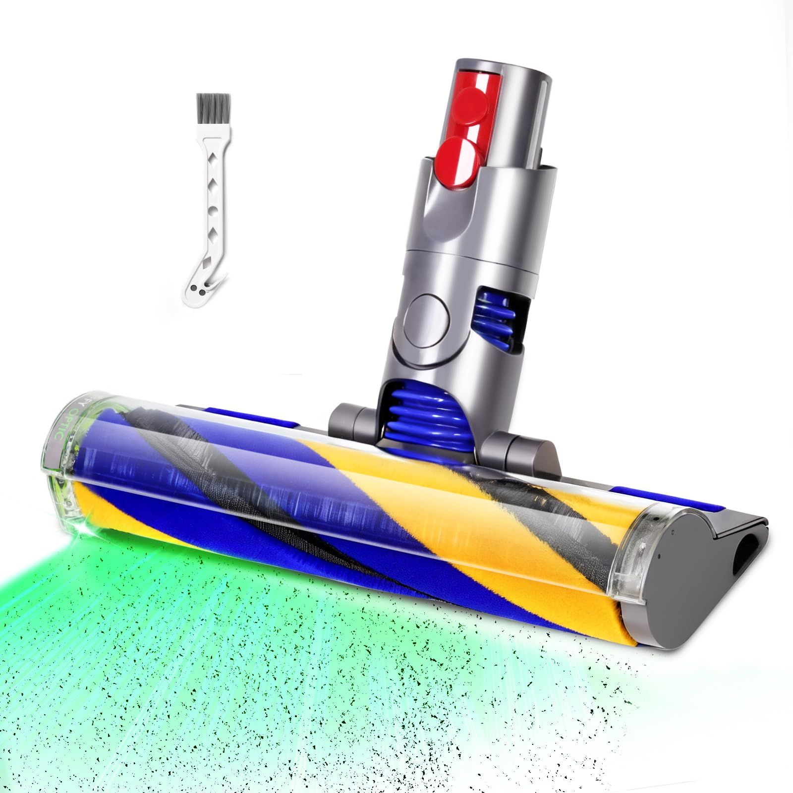 LED 搭載 V12 掃除機交換ヘッド V12 シリーズ互換性対応 | 387g 軽量設計, ホコリ可視化, 水洗い可能ローラー, 対応ダイソンV12 SV18 SV20 SV30 SV46交換部品, フローリング、タイル床、クッションフロア、畳、短毛カpms