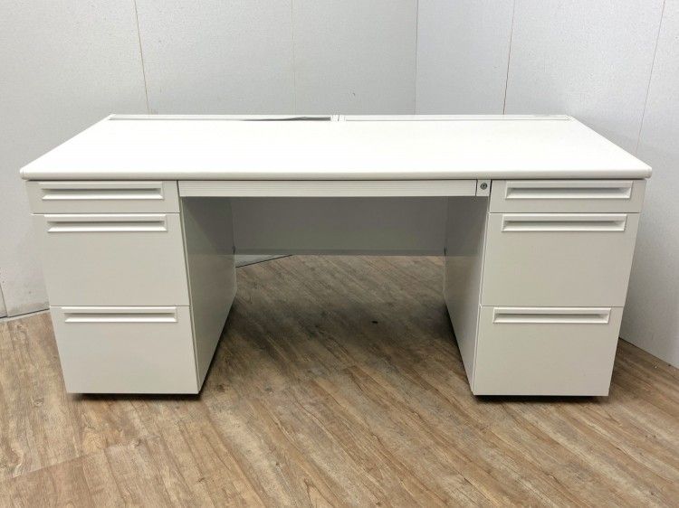 【中古品】プラス 1600両袖デスク ホワイト