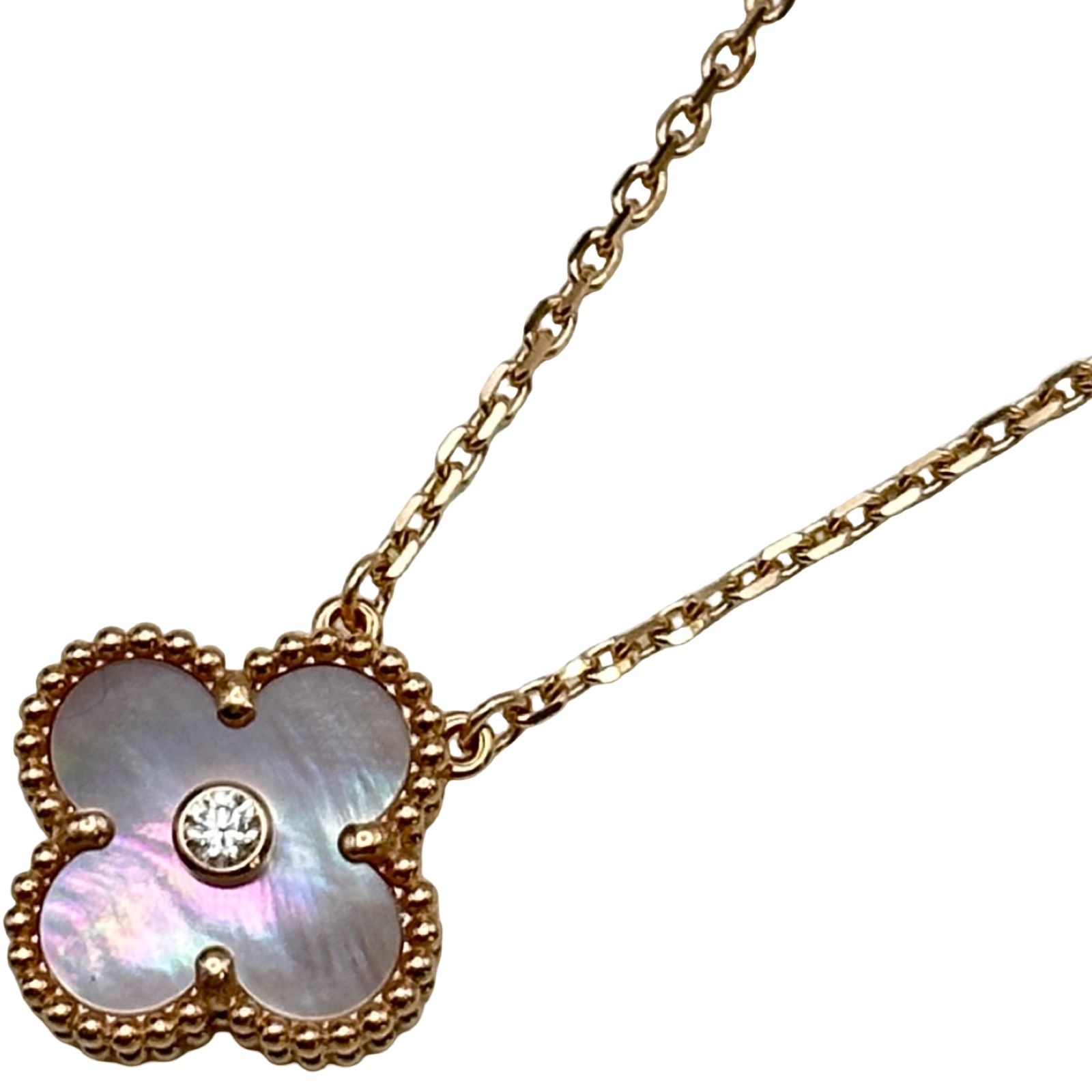 ヴァンクリーフ＆アーペル Van Cleef & Arpels ヴィンテージアルハンブラネックレス ピンクゴールド Au750 ピンクマザーオブパール ジュエリー