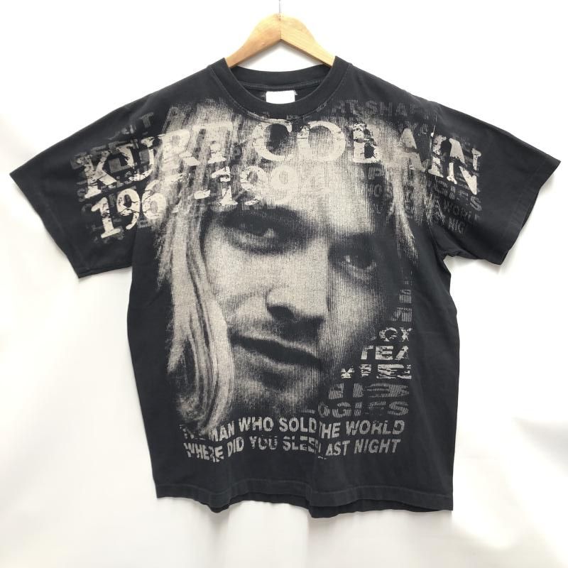 【中古】★NIRVANA KURT COBAIN MEMORIAL FACE MONOCHROME OVP TEE サイズ表記なし ブラック　ニルヴァーナ[17]