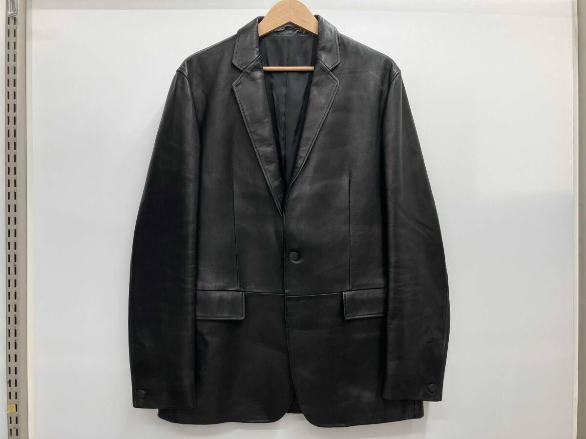 CALVIN KLEIN カルバンクライン レザー テーラードジャケット 羊革製 オーバーサイズ サイズ40 ブラック 黒 秋冬