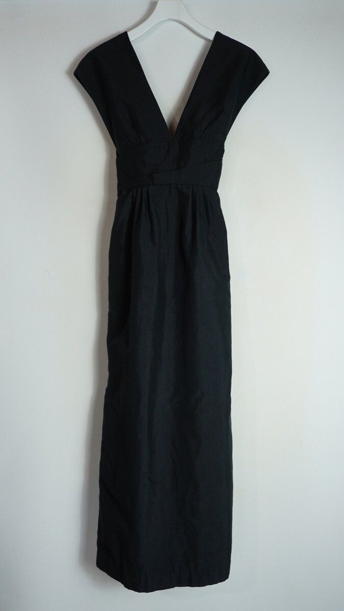 美品 FUMIKA_UCHIDA フミカウチダ SILK BACK SATIN DROP シルク ノースリーブ ロング ワンピース FU-D-019 黒 サイズ34 4848Q★4