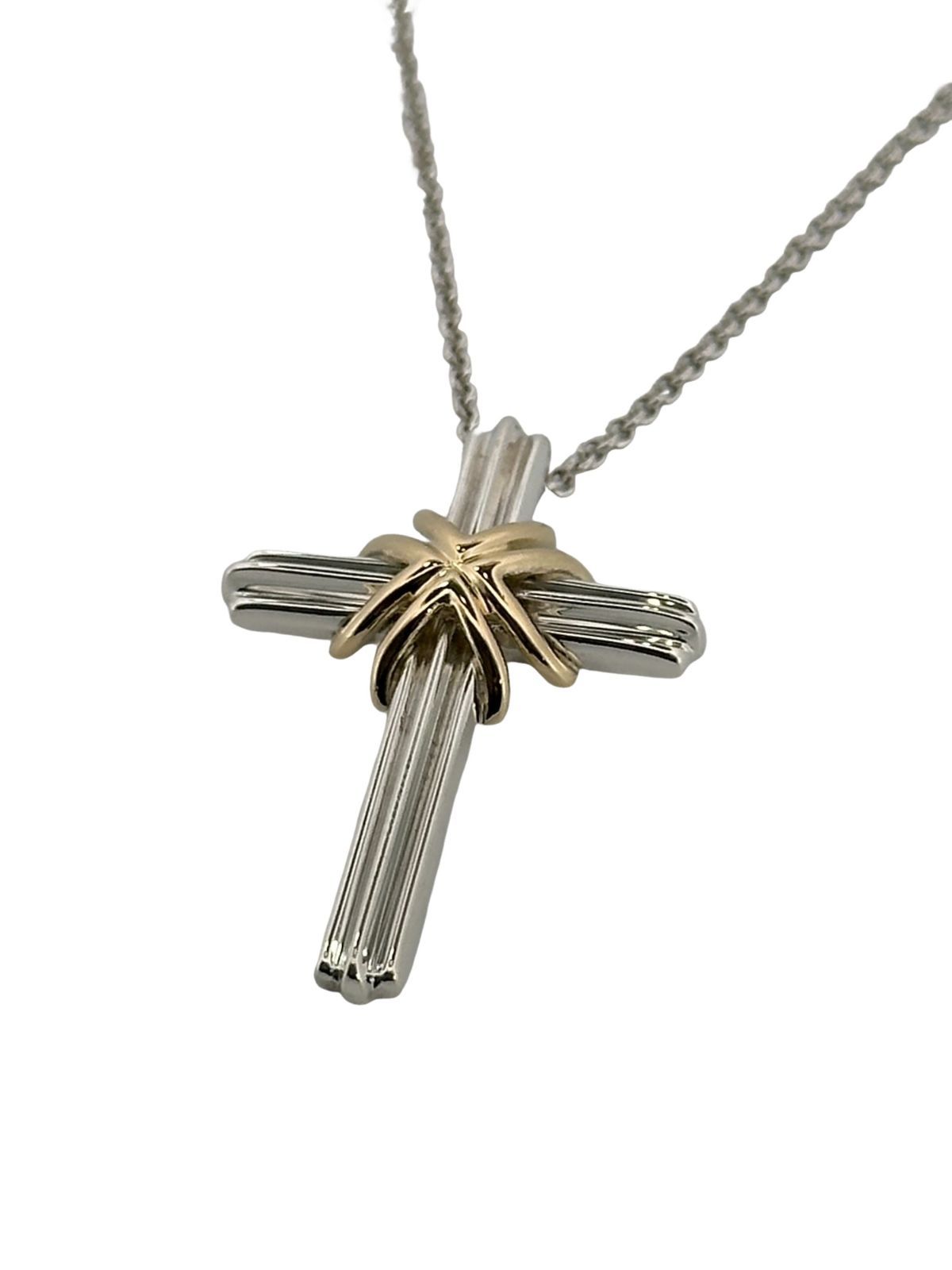TIFFANY&Co. ティファニー シグネチャー クロスネックレス SV925 K18YG シルバー イエローゴールド バイカラー 7.9g