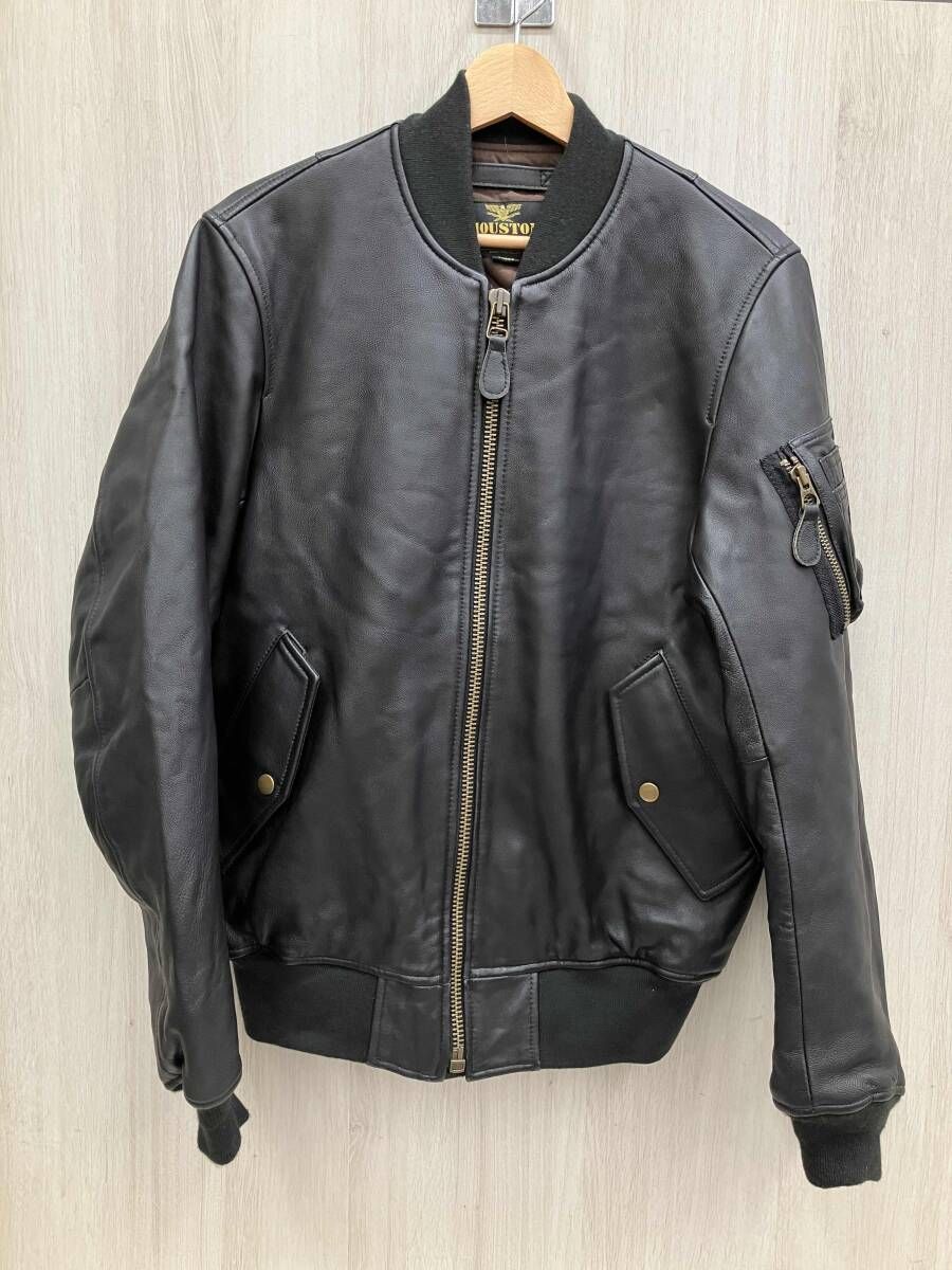 HOUSTON ヒューストン レザー MA-1 ジャケット 8191 メンズ サイズ L ブラック