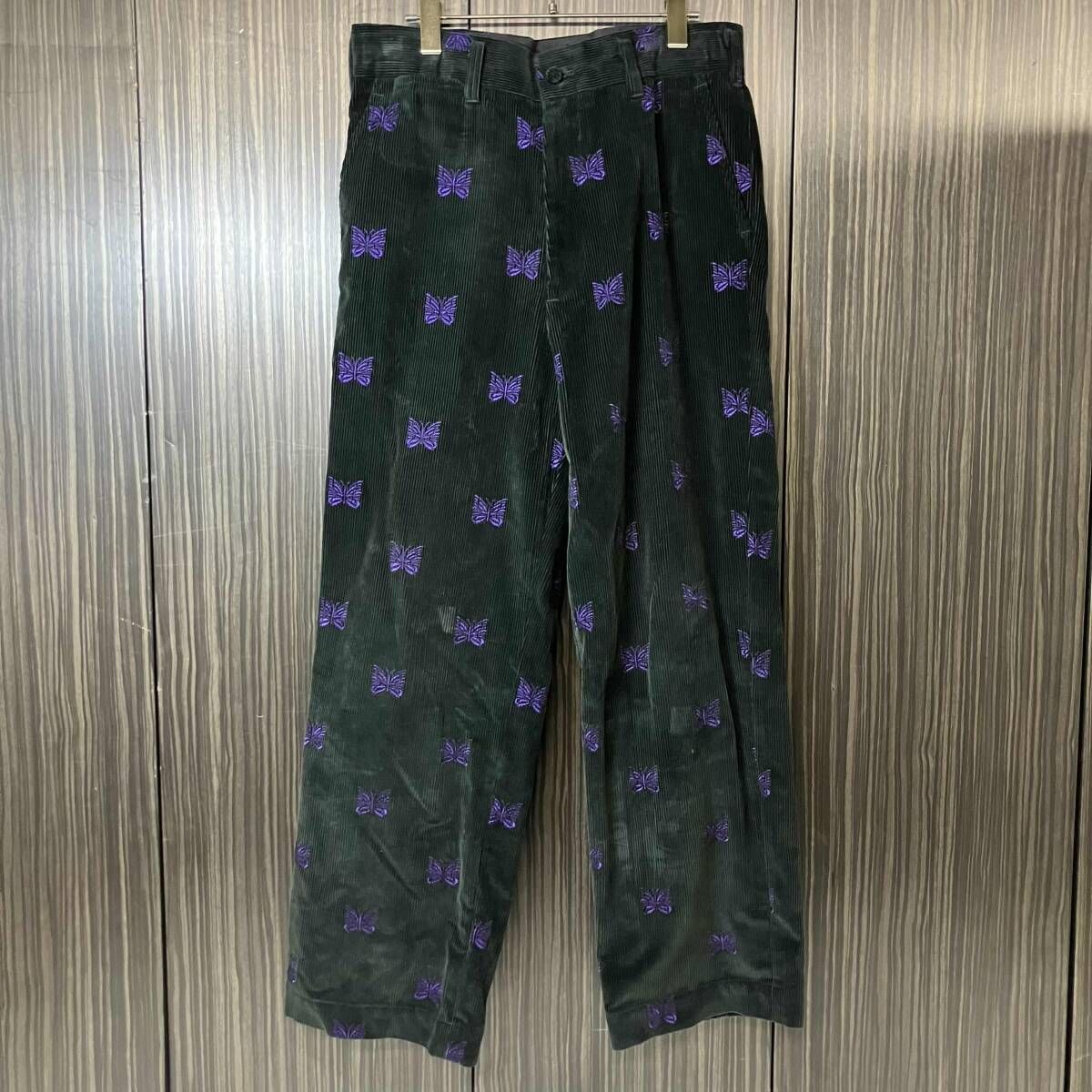 25AW NEEDLES コーデュロイパンツ Straight Trouser Papillon Emb. Corduroy サイズM ブラック RW109 ニードルズ