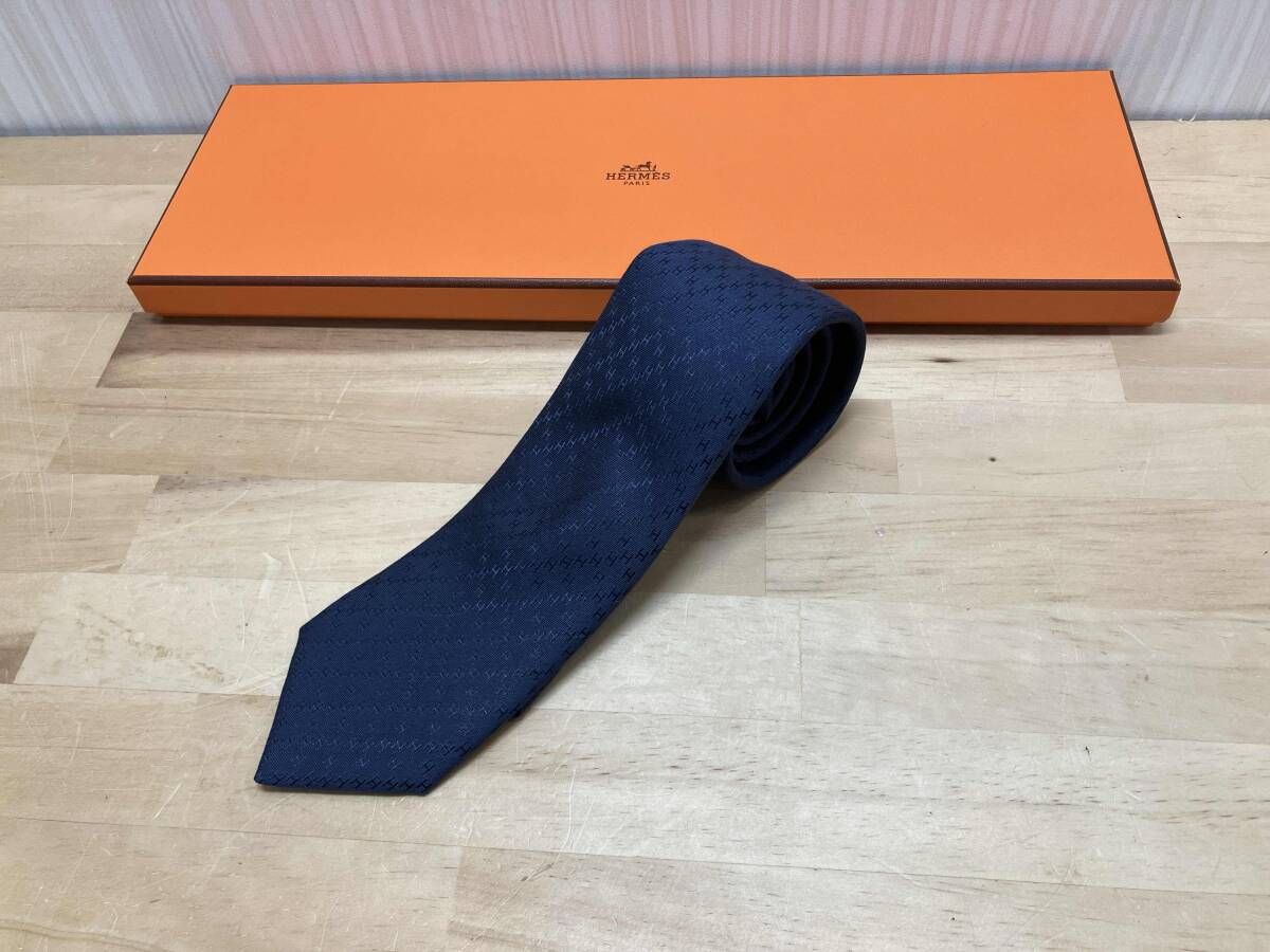 HERMES エルメス ネクタイ ネイビー