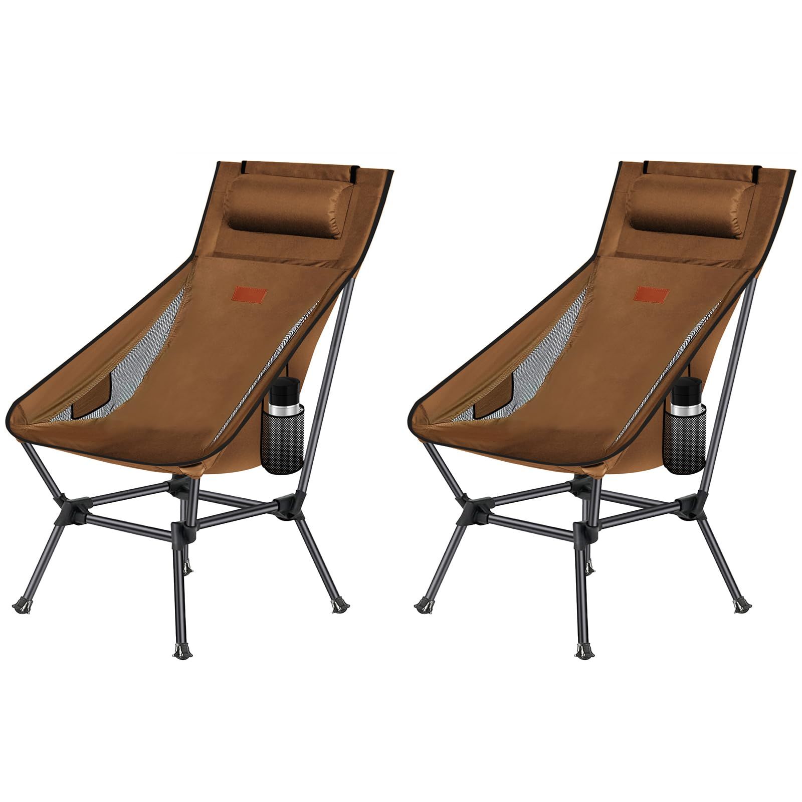 DesertFox アウトドアチェア 2WAY キャンプ椅子 ローチェア 軽量 枕付き ハイバック 単品/セット【独自開発のカップホルダー】 耐荷重150kg コンパクト イス ロータイプ 収納袋付属 携帯便利 0098ZG (ブラウン，2， faa73f0b 6,683円