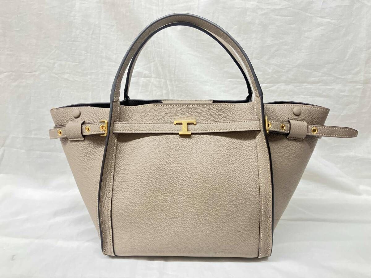 TOD‘S／26年現行品／レザーショッピングミニ／ベージュ系／ハンドバッグ／ショルダー・保存袋付き