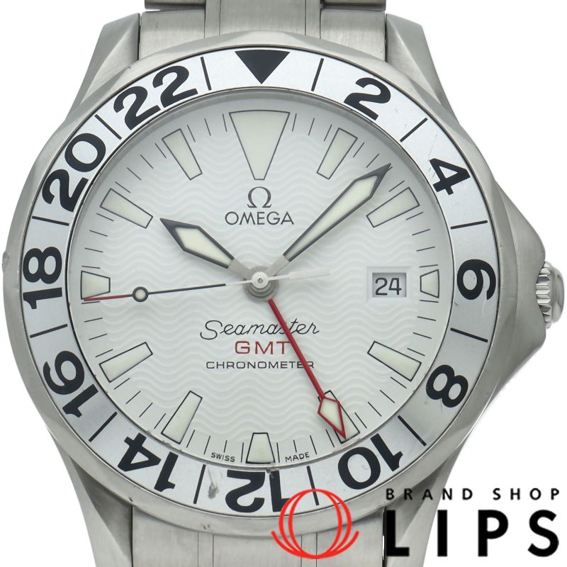 オメガ シーマスター300M GMT オートマチック 41mm 2538.20 SS メンズ時計 ホワイト OH・仕上げ済 美