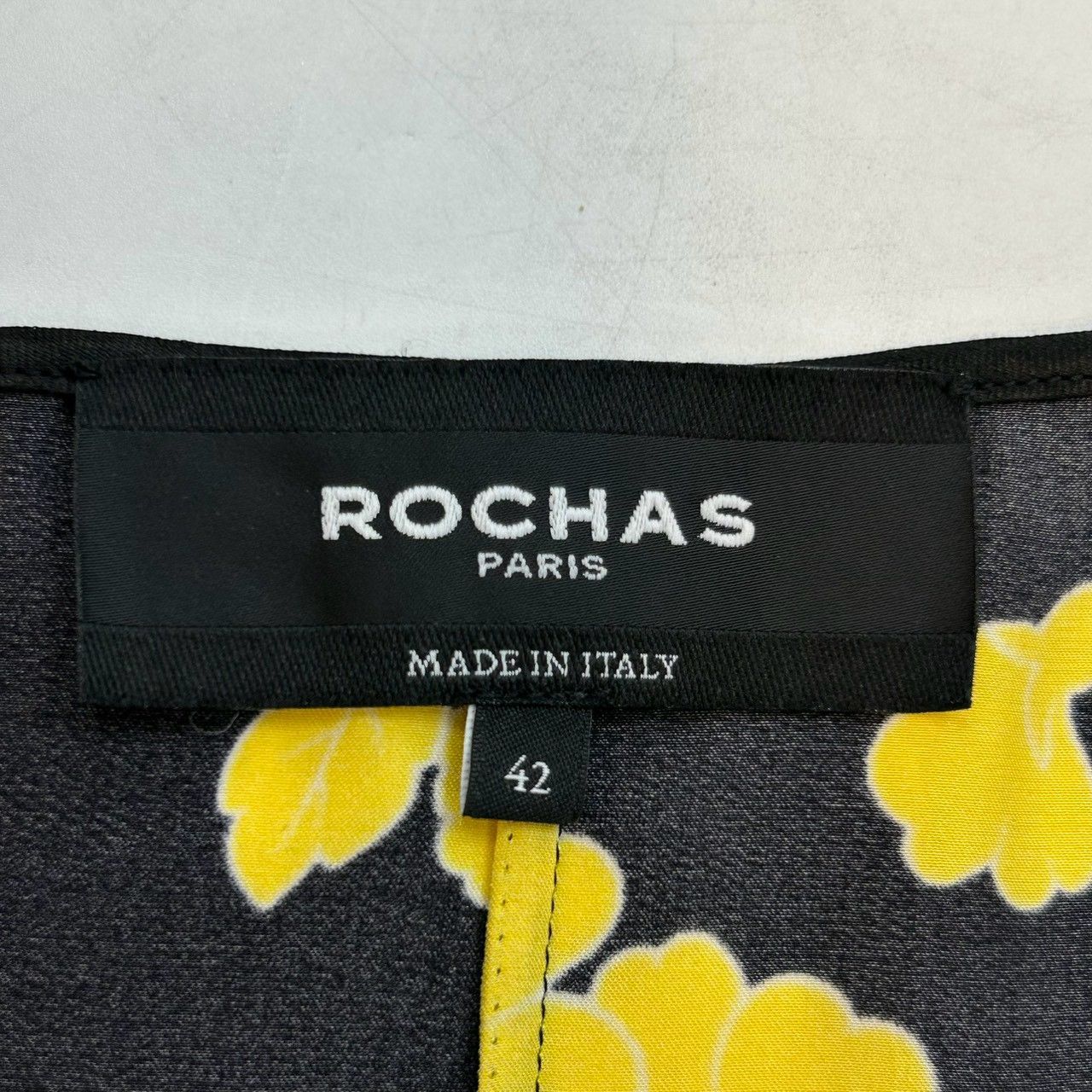ROCHAS ロシャス フラワープリント シルクフリルブラウス シャツ 