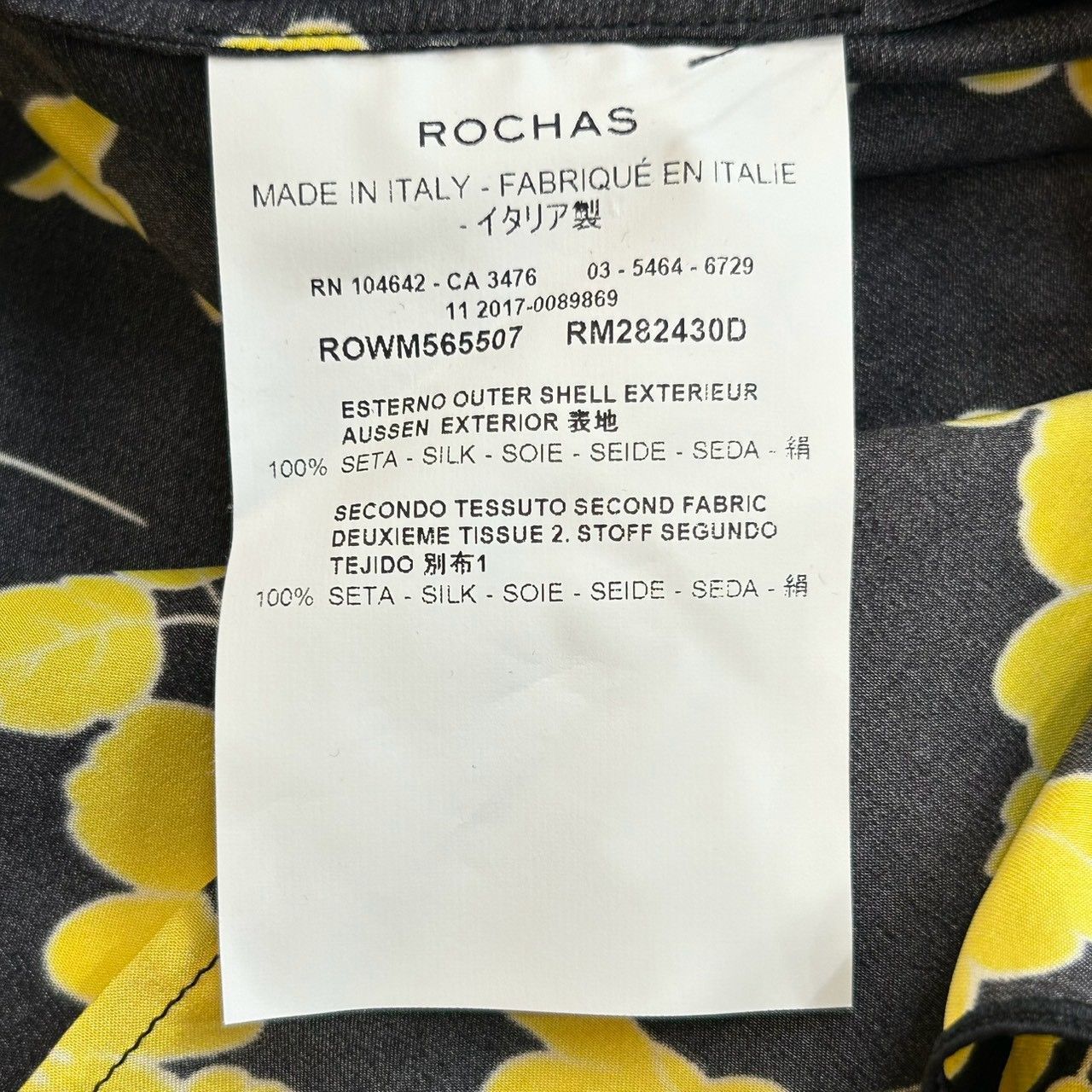 ROCHAS ロシャス フラワープリント シルクフリルブラウス シャツ 