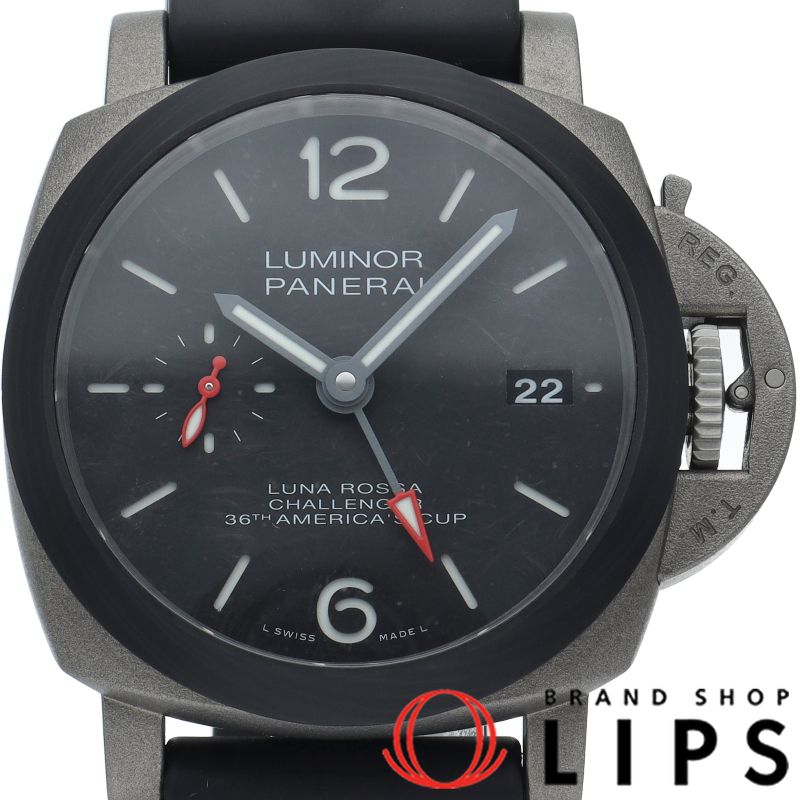 パネライ ルミノール ルナロッサ GMT 42mm 世界限定250本 PAM01096 箱 保証書 チタン/革 メンズ時計 ブラッ