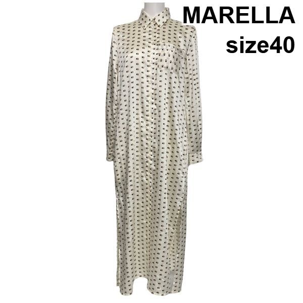 極美品 近年モデル MARELLA マレーラ ロングワンピース Aライン 金ボタ ◇ マレーラ MARELLA シャツワンピース ロングワンピース 長袖 ドット