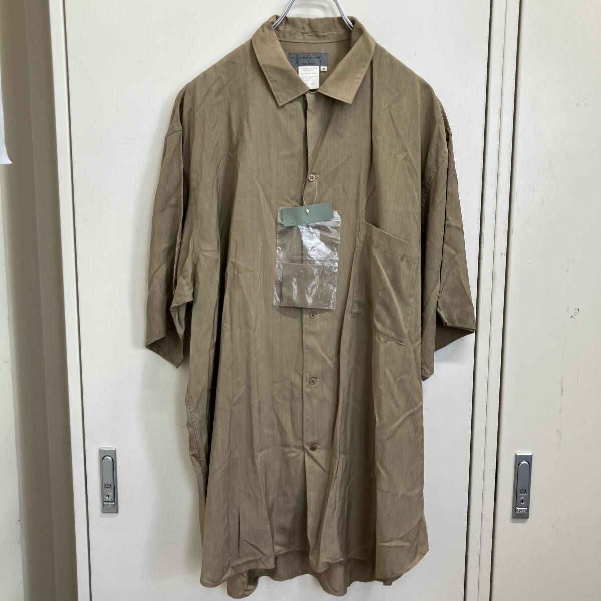 80s archive YOHJI YAMAMOTO POUR HOMME 開襟レーヨンシャツ サイズ:M ベージュ ヨウジヤマモト プールオム