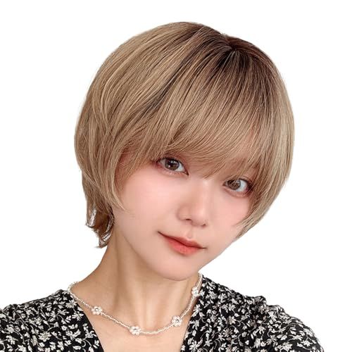 ms[AQUADOLL(アクアドール)] ウィッグ ショート 前髪 レイヤー ウルフ 金髪 カラー wg361P-CMB | ハイトーン フルウィッグ Mサイズ P-CMB.シナモンベージュプリン 8,990円