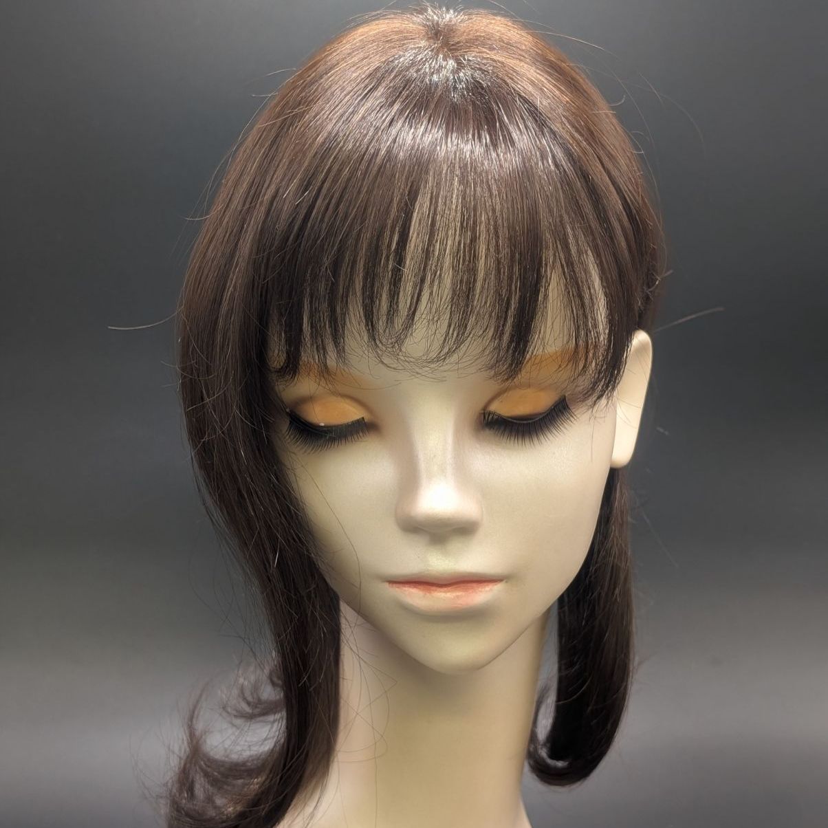 【残り1台】軽量ロング部分ウィッグ／分け目変更可能／人毛MIX 茶色 25,050円