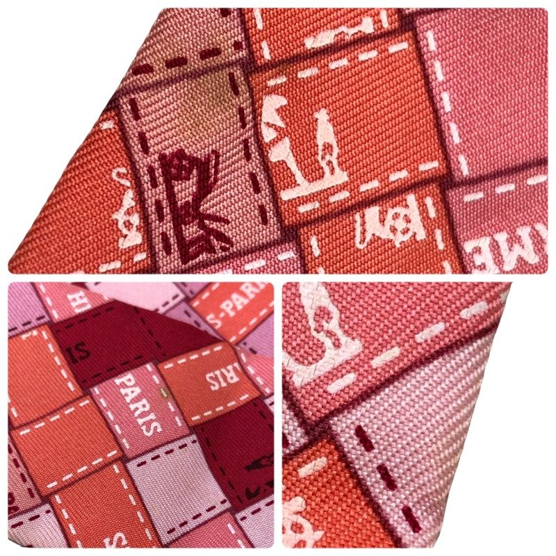 HERMES エルメス スカーフ ツイリー ボルデュック・チェック ピンク系