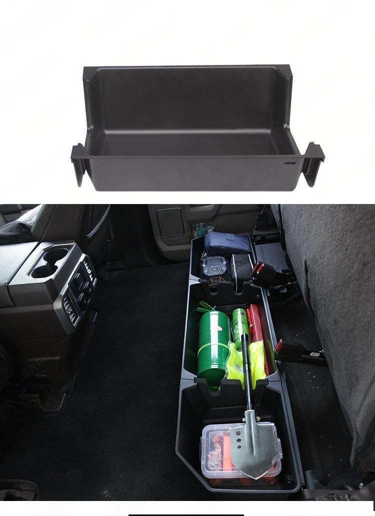 フォード Ford F-150 2015～2023年 後部座席下 収納ボックス 取り外し可能 ABS製 車内収納 工具・小物整理用 リアシート下収納