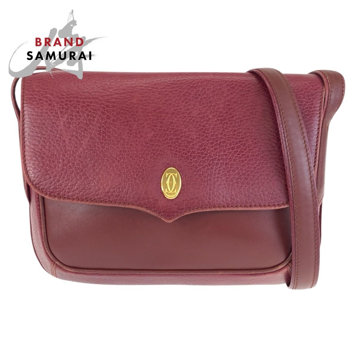 美品 CARTIER カルティエ マストライン ボルドー ゴールド金具 レザー ショルダーバッグ ポシェット レディース 603759【中古】 32,615円