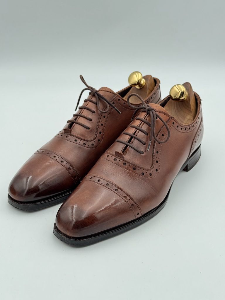 状態良好 Grenson グレンソン パンチドキャップトゥ クォーター