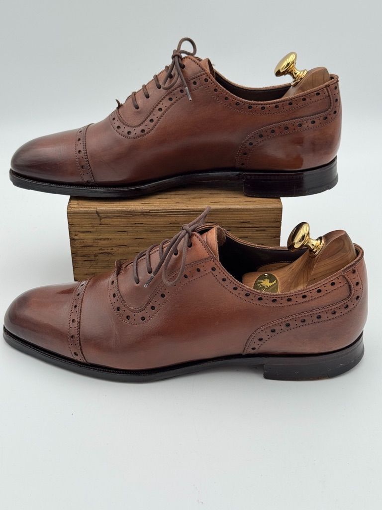 状態良好 Grenson グレンソン パンチドキャップトゥ クォーター