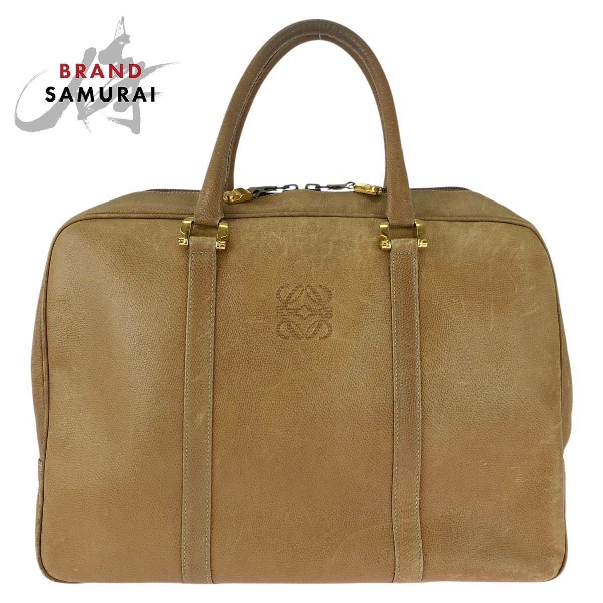LOEWE ロエベ アナグラム ベージュ ゴールド金具 レザー ビジネスバッグ ブリーフケース メンズ 603724【中古】 20,555円
