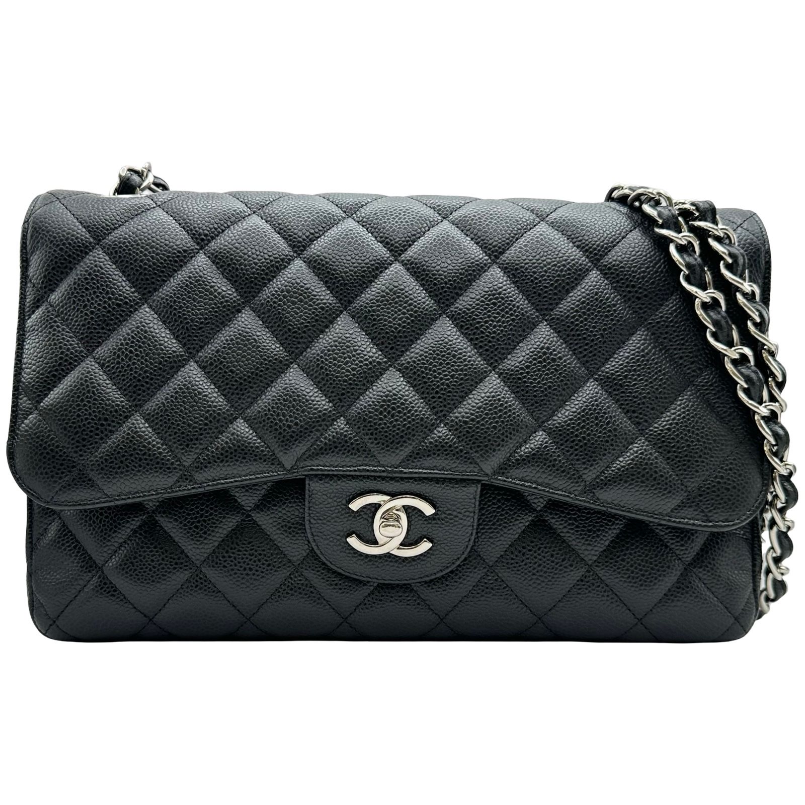 シャネル CHANEL デカマトラッセ30 A58600 16番台 ブラック シルバー金具 キャビアスキン レディース ショルダーバッグ 406,800円